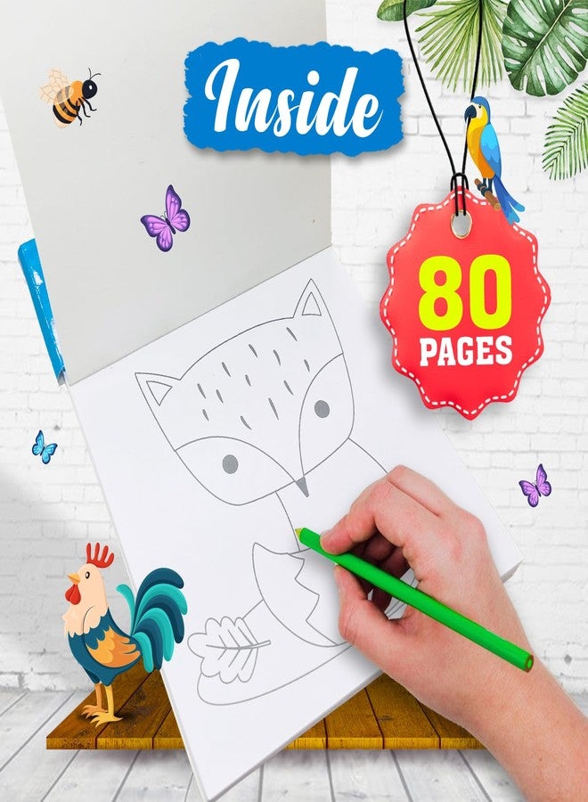 BRIJBASI Hello Friend My First Animal Colouring Book for Kids - A Kit With 80 Colouring Sheets and 6 Colour Pencils, 4+ yrs - Image 2